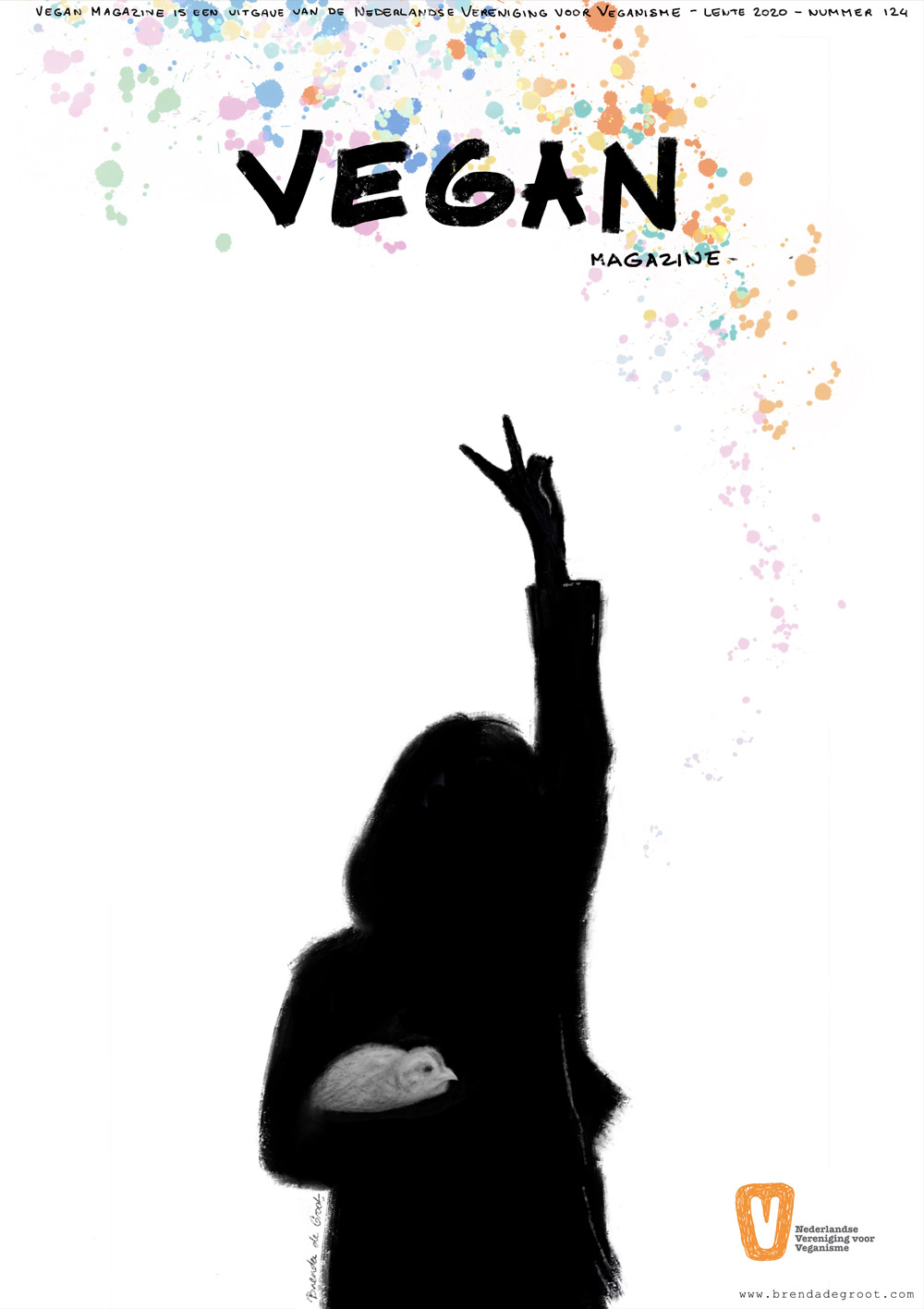 Vegan magazine cover illustration - Brenda de Groot